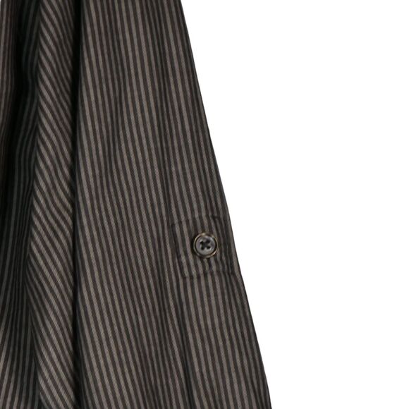 Express Mens Button Down Shirt XL Black Gray Stripe Roll Tab Sleeves Cotton - Picture 5 of 9